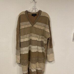 Burning Torch Sweater Dress Womens Large Brown Tan Upcycled Recycled Cashmere